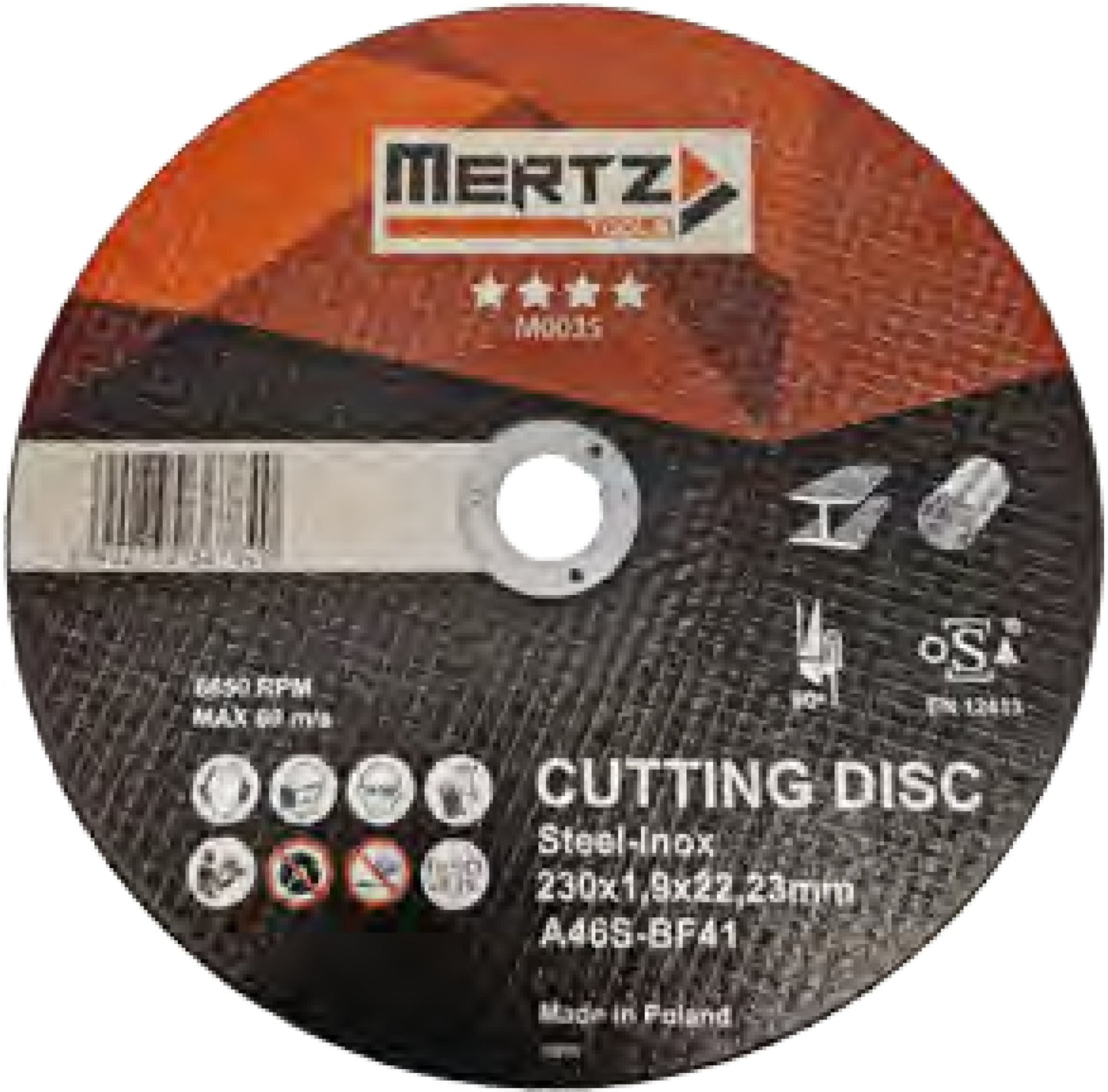 Tarcza do metalu Mertz cięcia stali stalowa mocna M0035 230 1,9