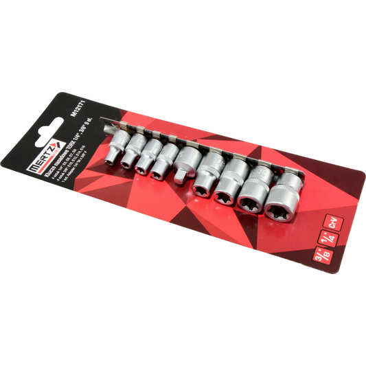 Zestaw kluczy nasadowych Mertz komplet bity 1/4" 3/8" typ-E M12171 x9