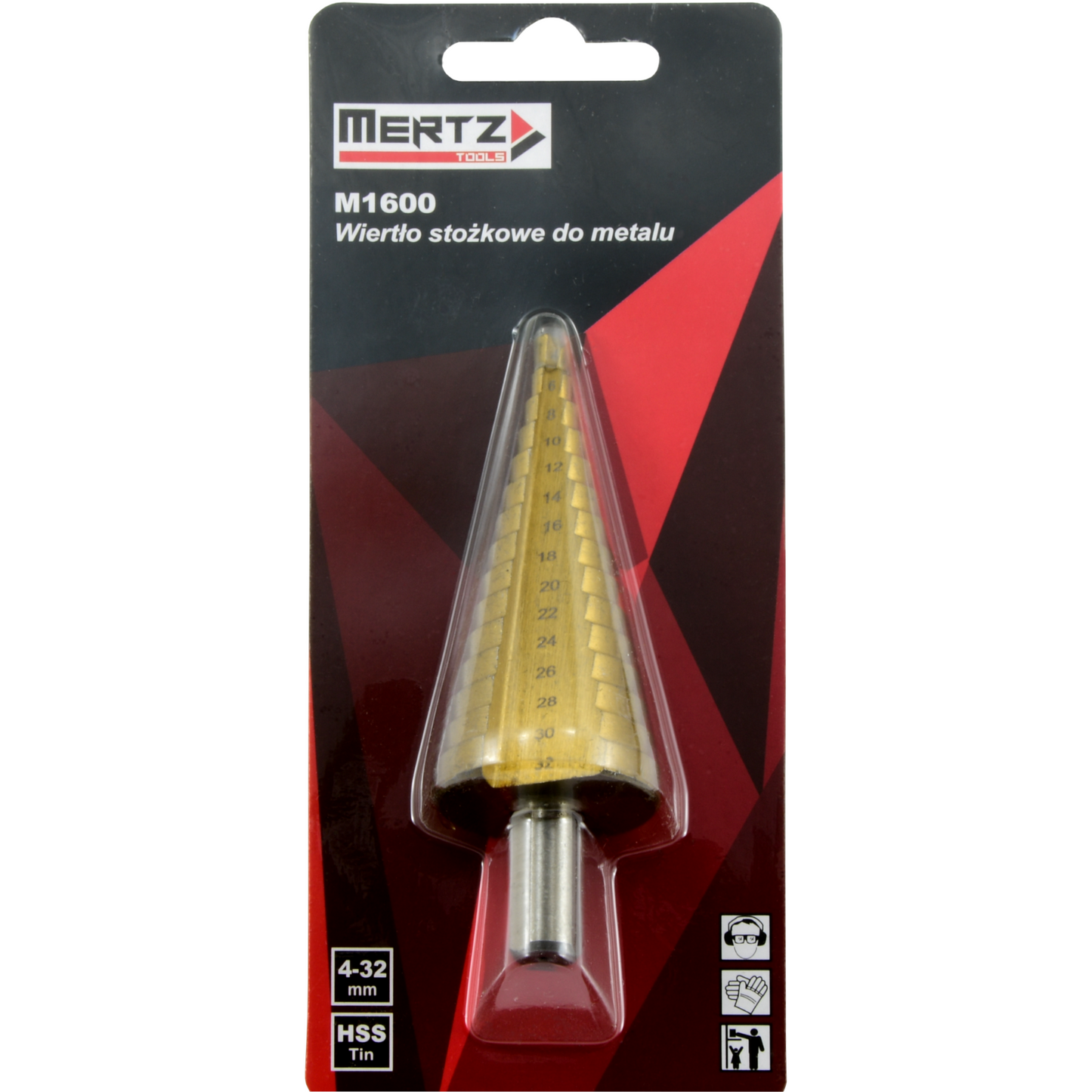 Wiertło stożkowe Mertz stopniowe choinkowe tytan do metalu HSS M1600 4-32mm