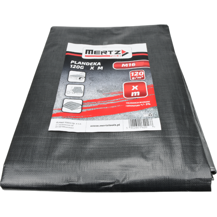 Plandeka Mertz wodoszczelna wzmocniona płachta 120g/m2 10x10M srebrna M1654