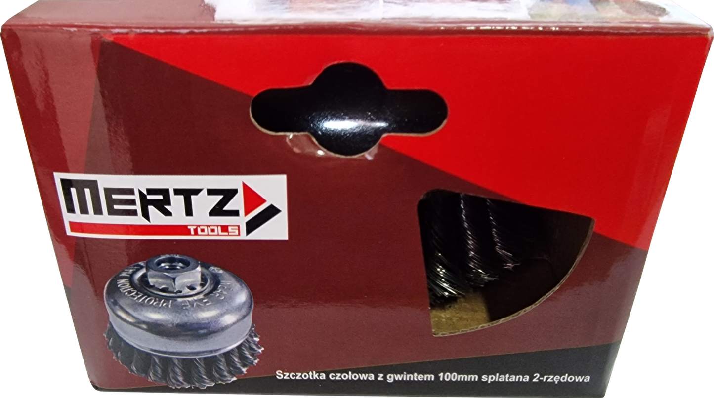 Szczotka czołowa Mertz z gwintem splatana do szlifierki M14 M4047 100mm