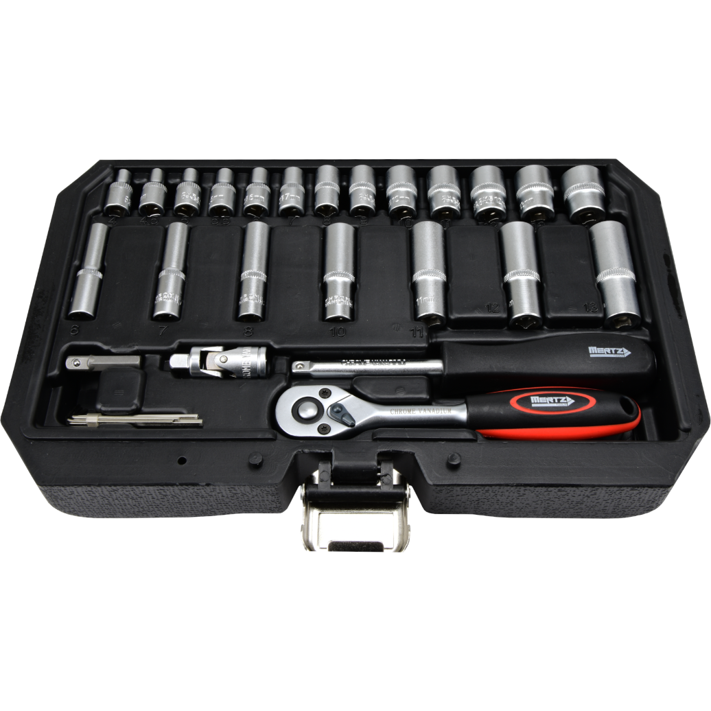 Zestaw kluczy nasadowych Mertz 1/4" narzędzia nasadki bity 53szt M14053