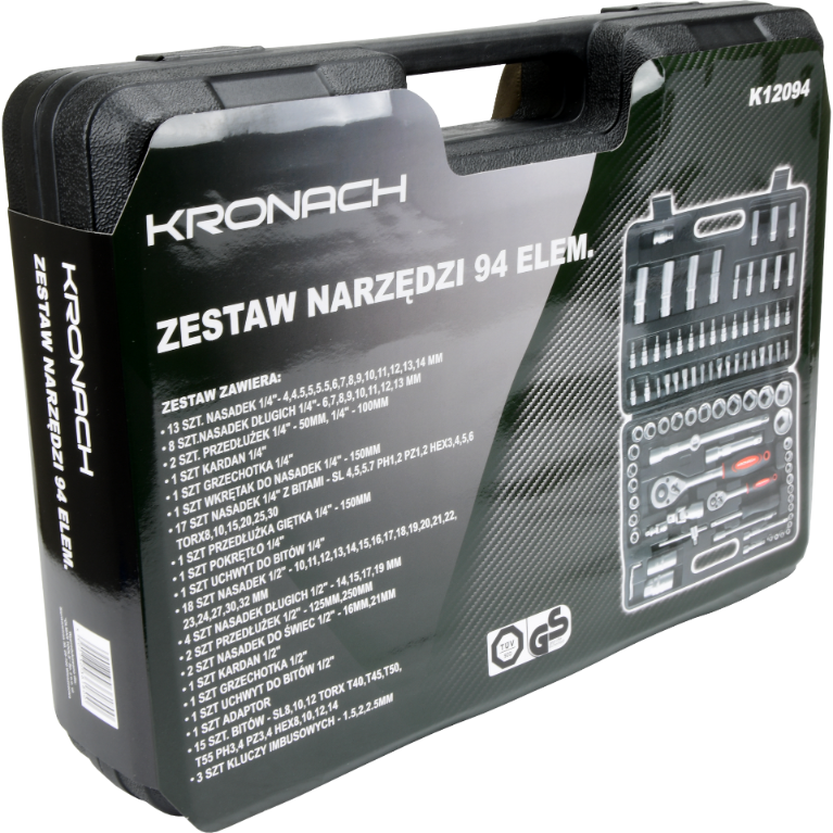 Zestaw kluczy nasadowych Kronach 1/4" 1/2" nasadki bity 94szt K12094