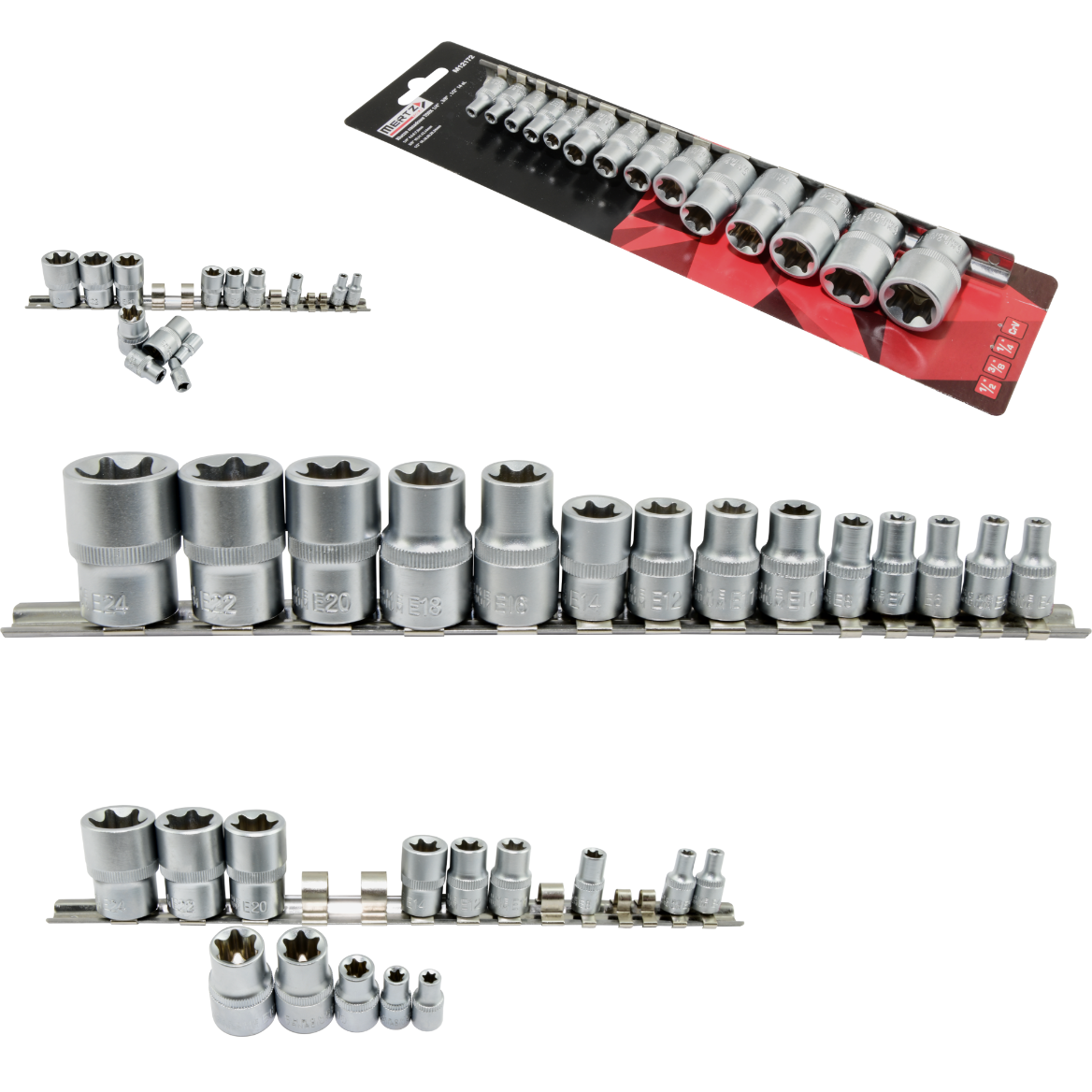 Zestaw kluczy nasadowych Mertz komplet bity 1/2" 1/4" 3/8" typ-E M12172 x14