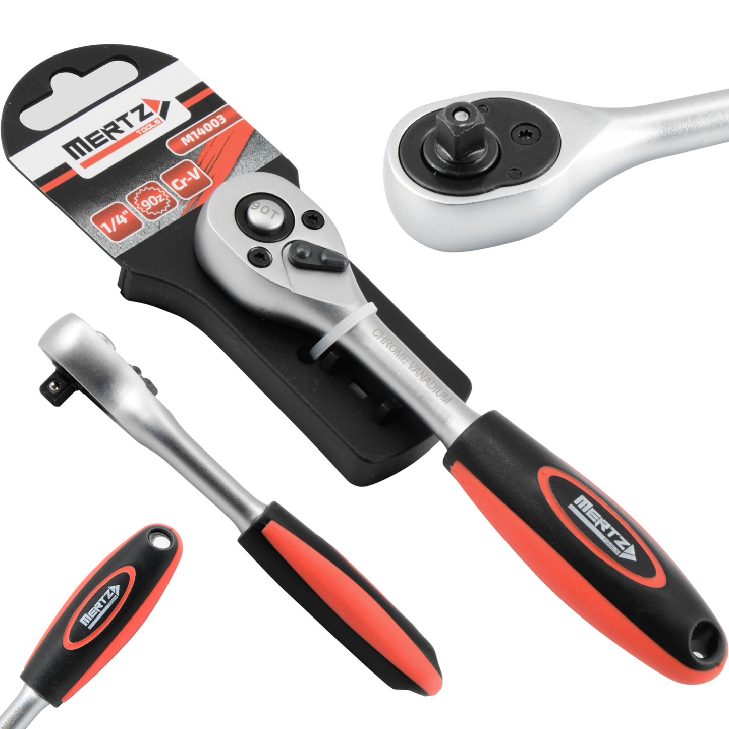 Klucz grzechotka Mertz nasadowy do bitów nasadek M14003 1/4" 90 zęby Cr-V