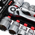 Zestaw grzechotka Mertz klucze nasadowe 1/2" przedłużka 8-32mm 20szt M12020