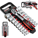 Zestaw grzechotka Mertz klucze nasadowe 1/2" przedłużka 8-32mm 20szt M12020