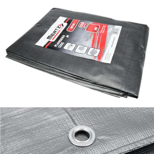 Plandeka Mertz wodoszczelna wzmocniona płachta 120g/m2 8x8M srebrna M1651