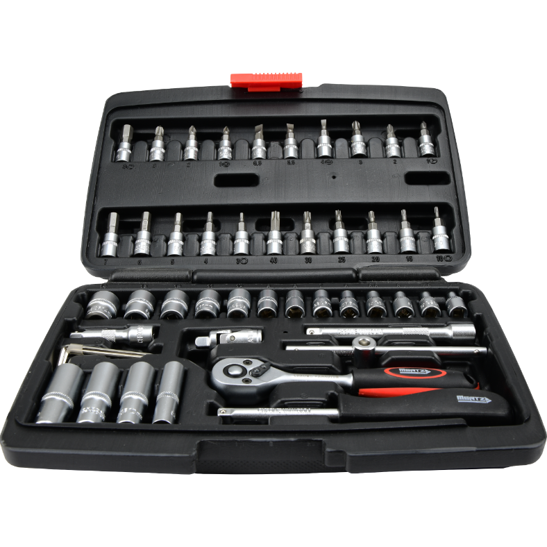 Zestaw kluczy nasadowych Mertz 1/4" narzędzia nasadki bity 48szt M14048