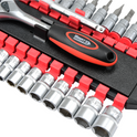 Zestaw grzechotka Mertz klucze nasadowe bity 1/4" przedłużka 28szt M14028