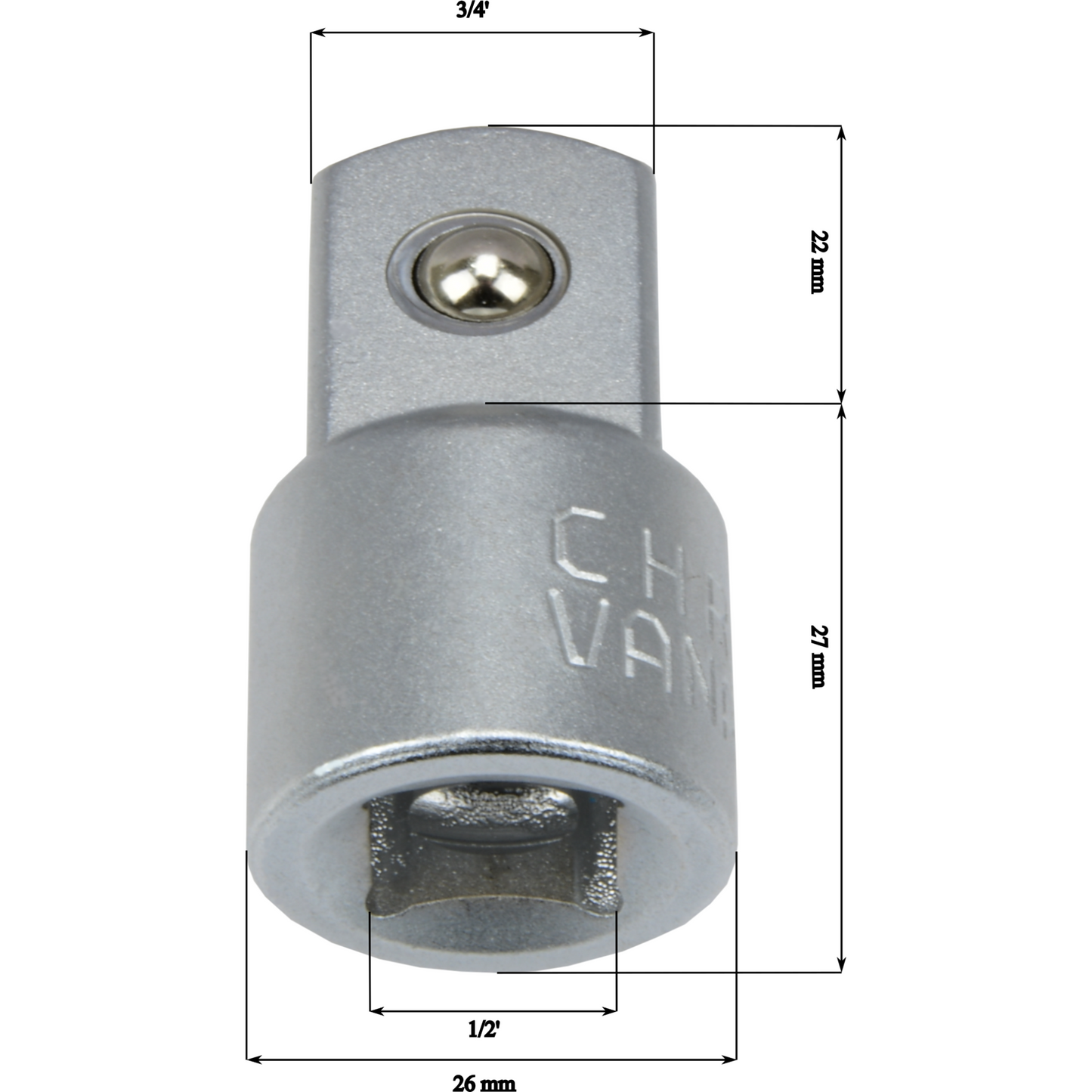 Redukcja do nasadek Mertz nasadka adapter 1/2" F na 3/4" M Cr-V M12354