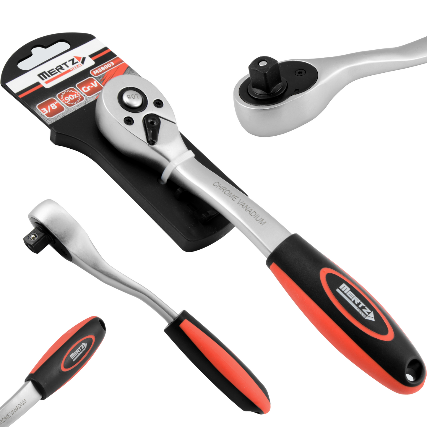 Klucz grzechotka Mertz nasadowy do bitów nasadek M38003 3/8" 90 zęby Cr-V