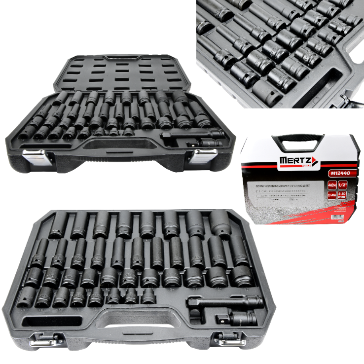 Zestaw nasadek udarowych Mertz nasadowe 1/2" nasadka 9-30mm 40szt M12440