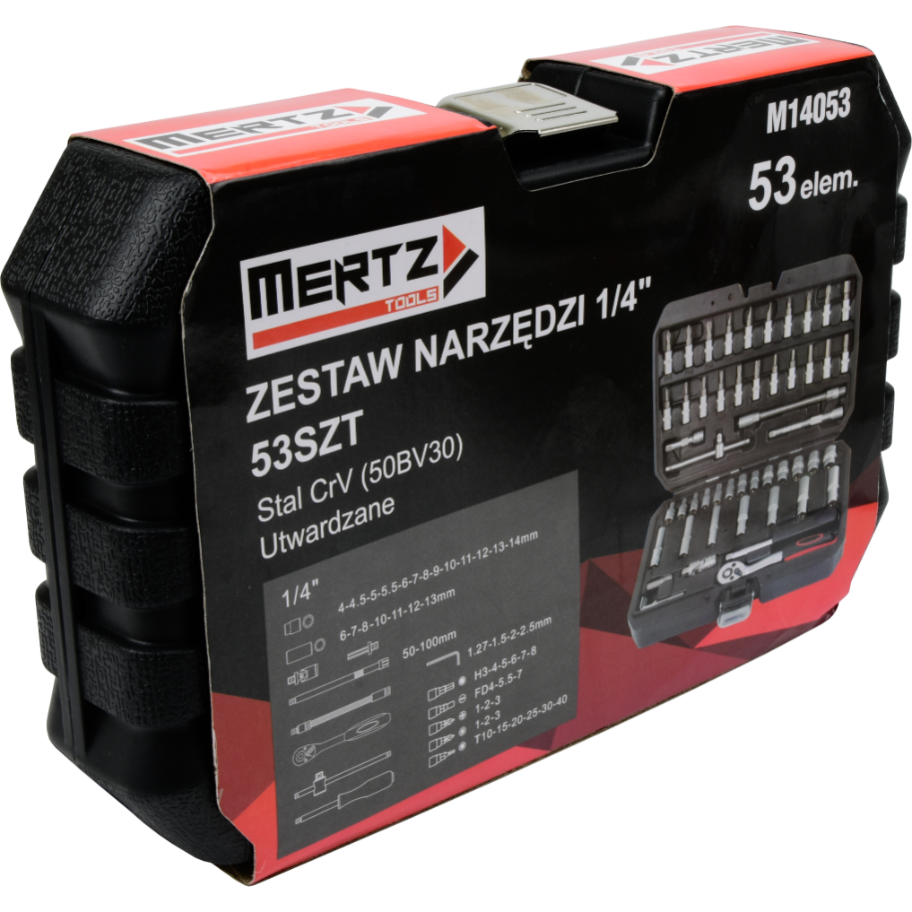 Zestaw kluczy nasadowych Mertz 1/4" narzędzia nasadki bity 53szt M14053