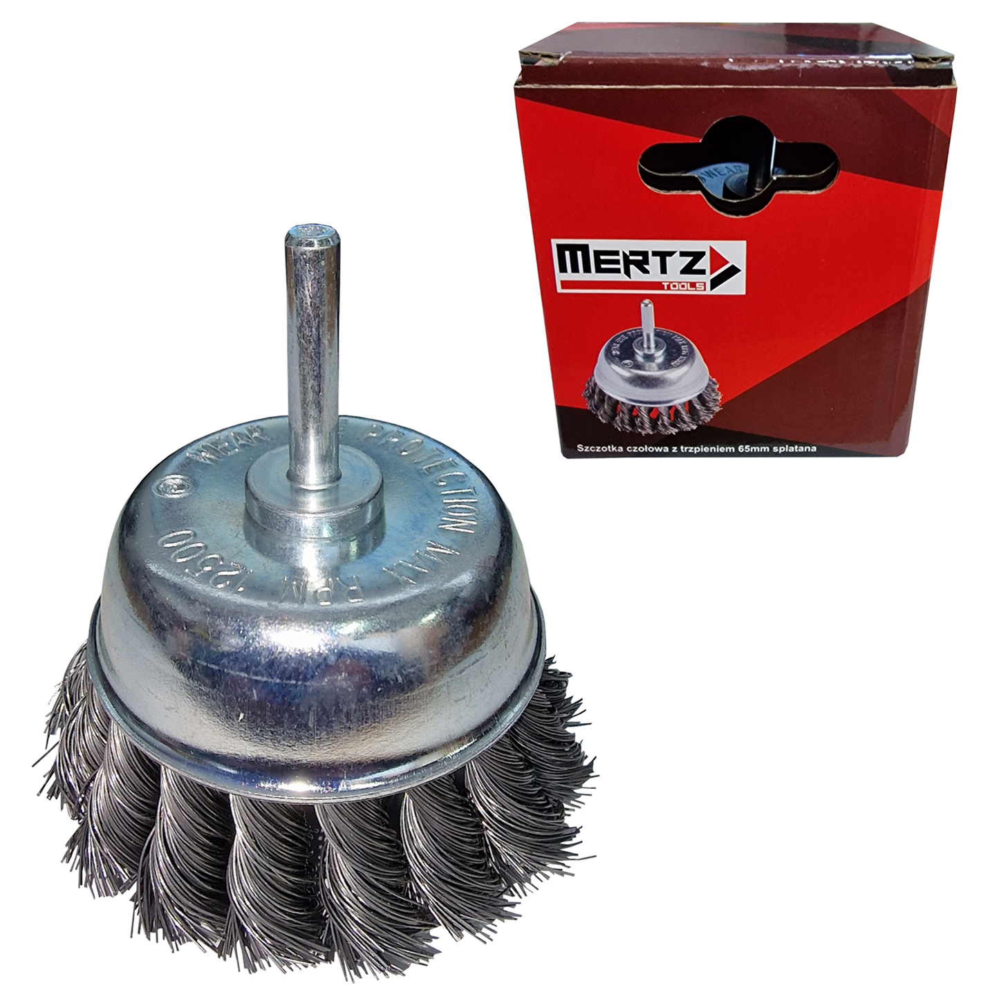 Szczotka czołowa Mertz z trzpieniem splatana do wiertarki 6mm M4046 75mm
