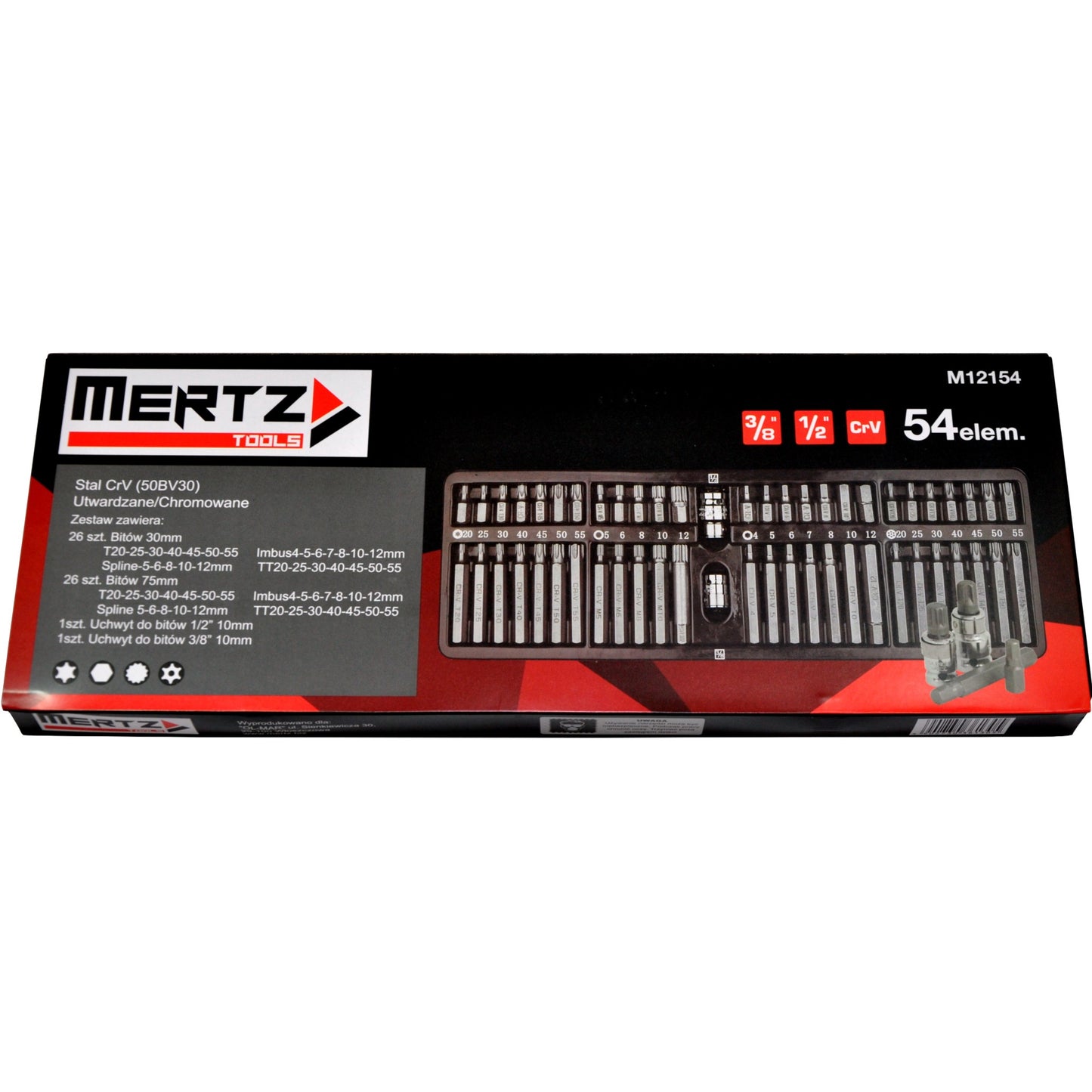Zestaw kluczy trzpieniowych Mertz komplet bitów HEX TORX SPLINE M12154 x54