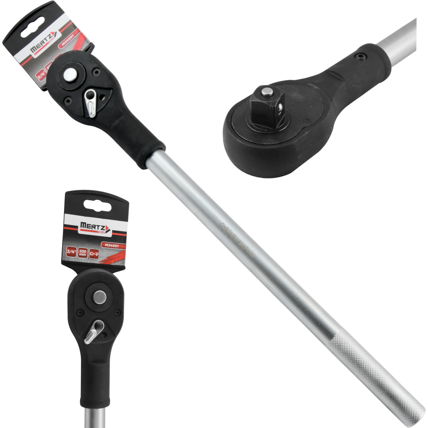 Klucz grzechotka Mertz nasadowy prosta do nasadek M34001 3/4" 24 zęby Cr-V