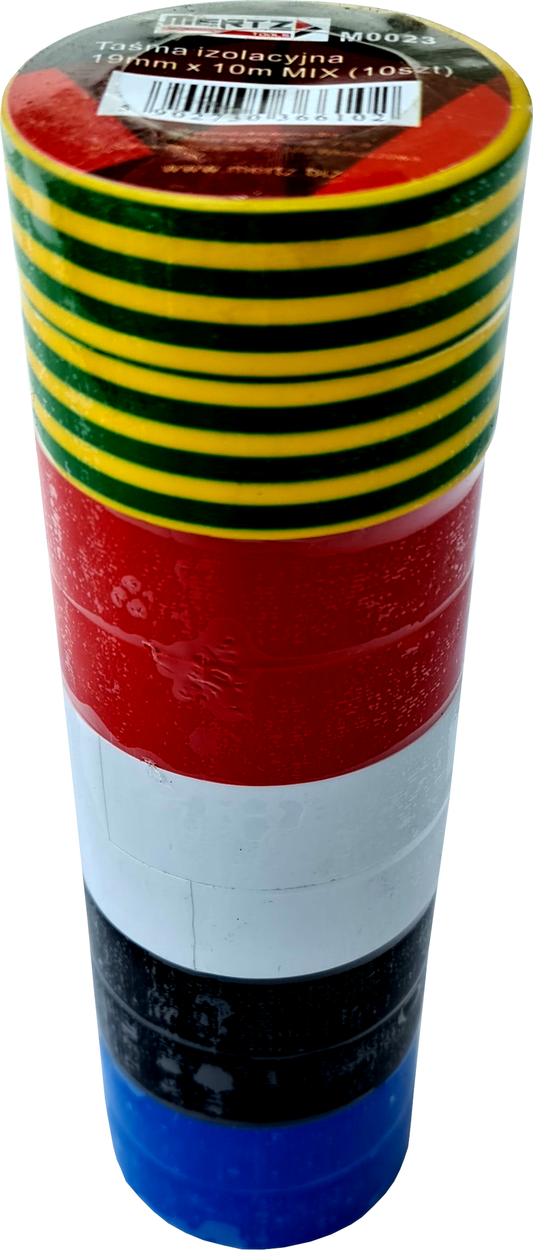 Zestaw 10 taśm izolacyjnych Mertz taśma izolacja kolor M0023 19mm 10m PVC