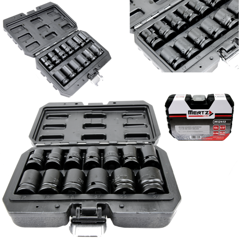 Zestaw nasadek udarowych Mertz nasadowe 1/2" nasadka 10-24mm 13szt M12413