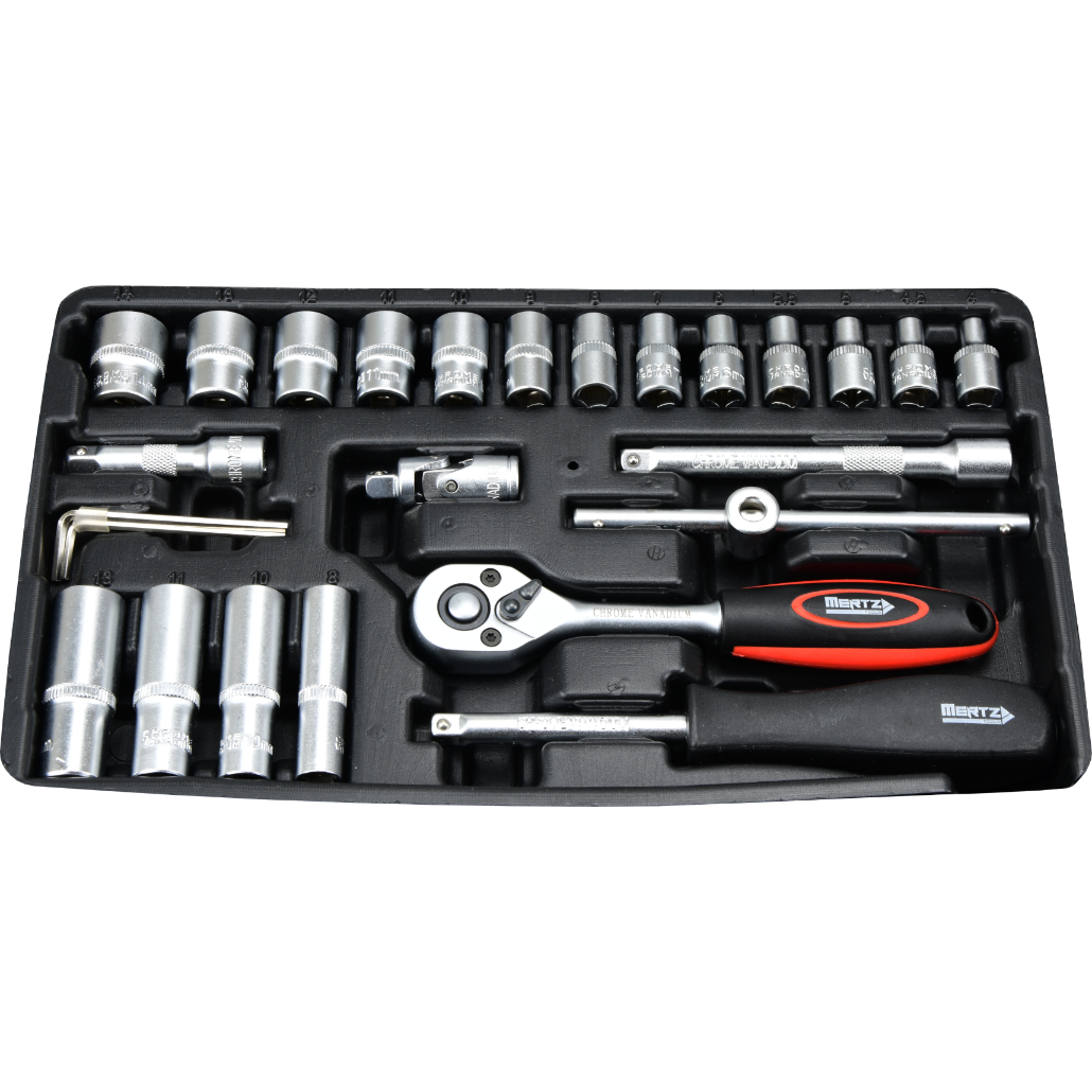 Zestaw kluczy nasadowych Mertz 1/4" narzędzia nasadki bity 48szt M14048