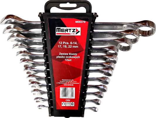 Zestaw kluczy płasko oczkowych Mertz klucze CRV M00379 6-22mm 12szt klip