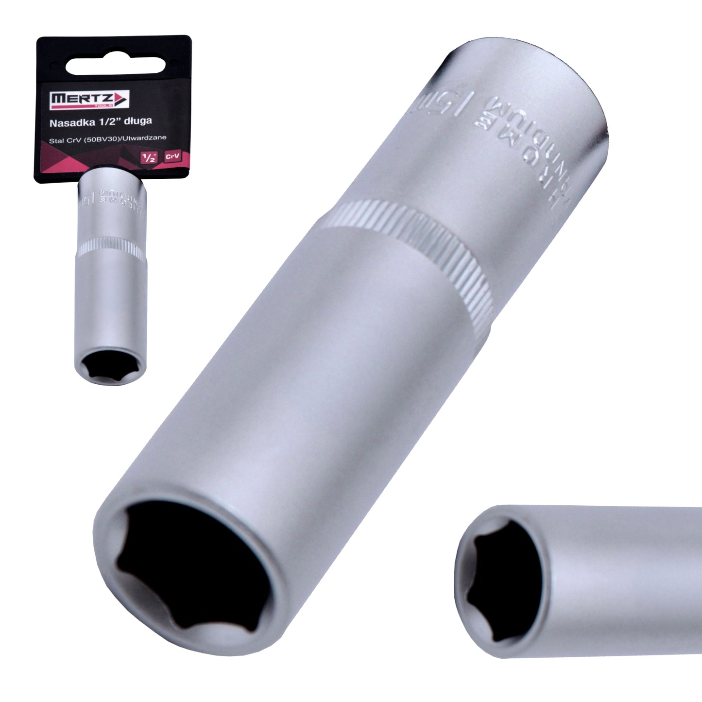 Nasadka długa Mertz klucz nasadowy sześciokątna CrV M12264 1/2" 22mm
