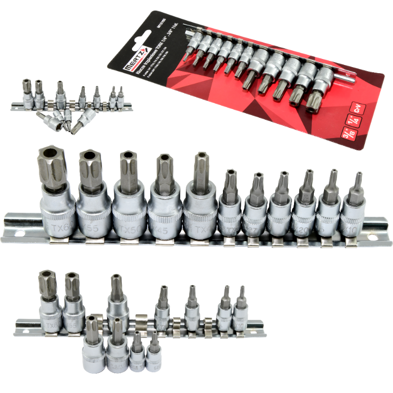 Zestaw kluczy trzpieniowych Mertz komplet bitów 1/4" 3/8" TORX M12165 x11