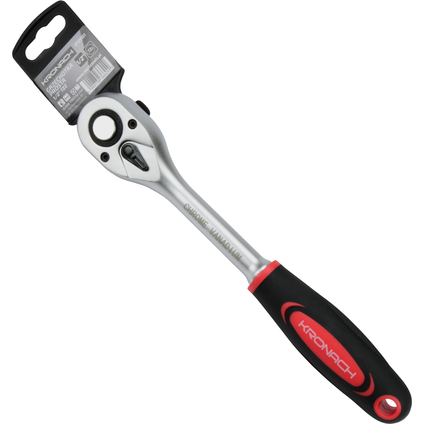 Klucz grzechotka Kronach nasadowy do bitów nasadek K12001 1/2" 72 zęby Cr-V