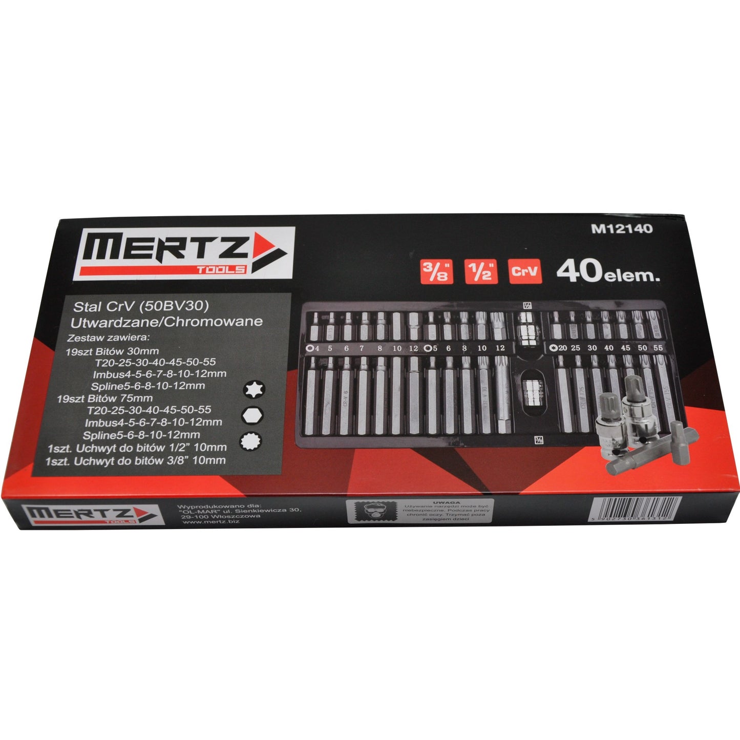 Zestaw kluczy trzpieniowych Mertz komplet bitów HEX TORX SPLINE M12140 x40