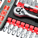 Zestaw grzechotka Mertz klucze nasadowe bity 1/4" przedłużka 28szt M14028