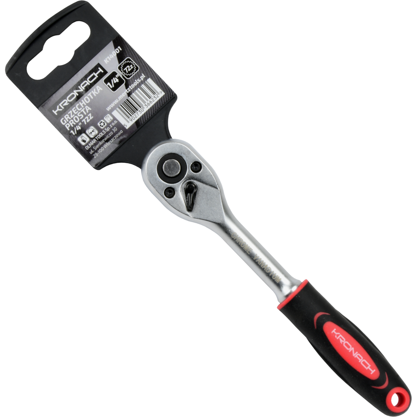 Klucz grzechotka Kronach nasadowy do bitów nasadek K14001 1/4" 72 zęby Cr-V